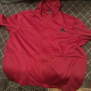 Adidas hoodie  front zip up Rose red